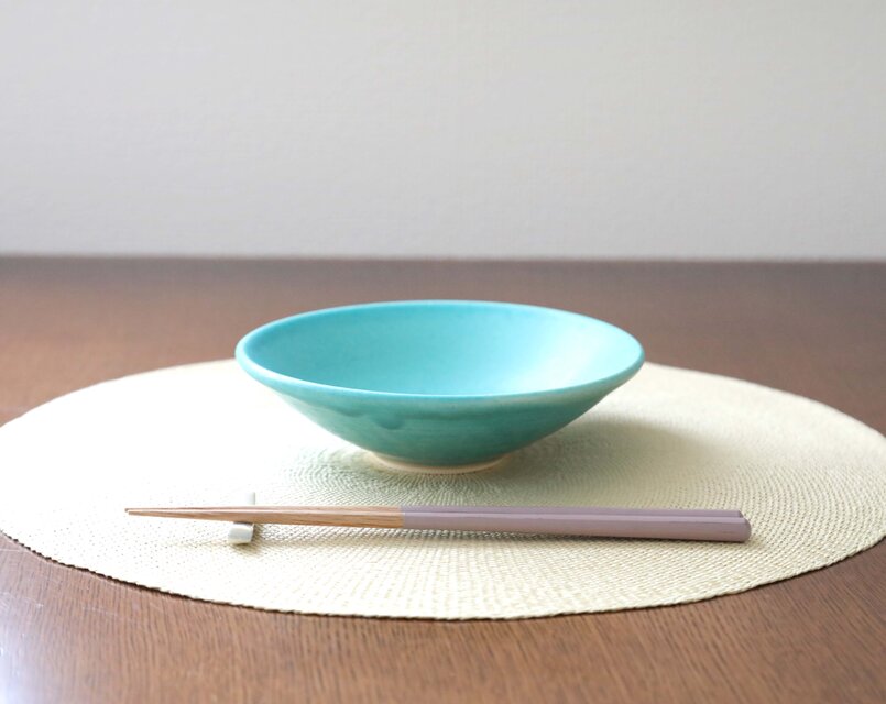 トルコ青マット釉の平鉢