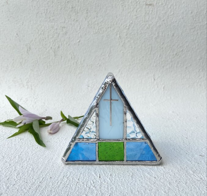 ステンドグラス キャンドルホルダー 紫陽花 花 あじさい青 ブルー 瑠璃色 綺麗 ステンドグラス キャンドルホルダー 紫陽花 花 あじさい青