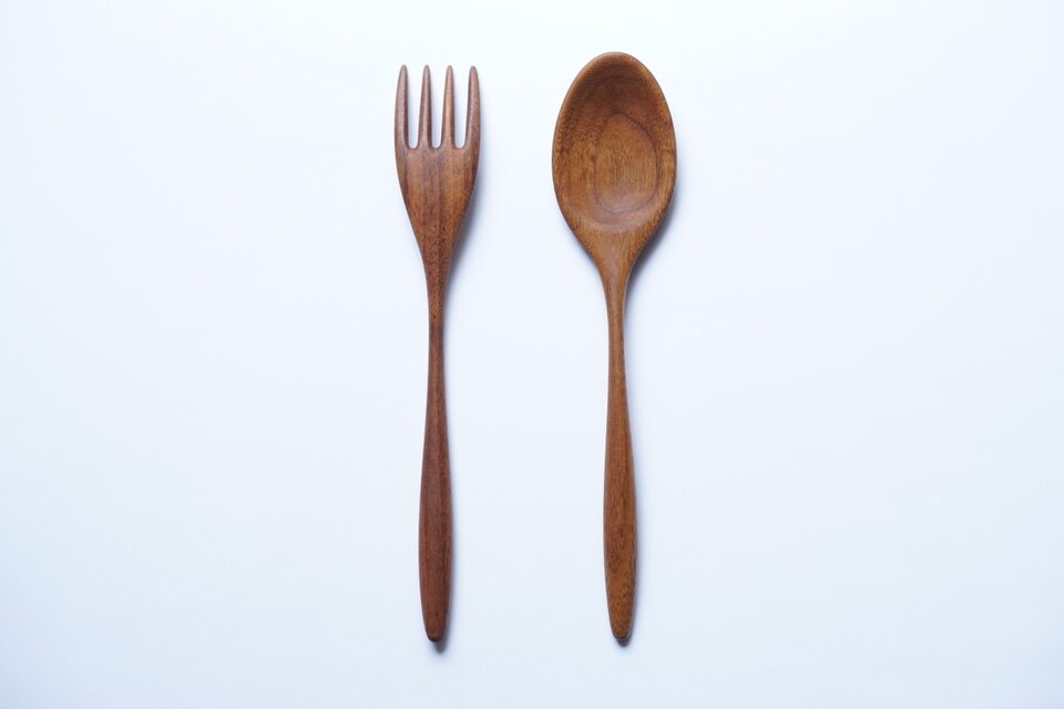 木のカレースプーン&フォーク大セット（ウォルナット）
