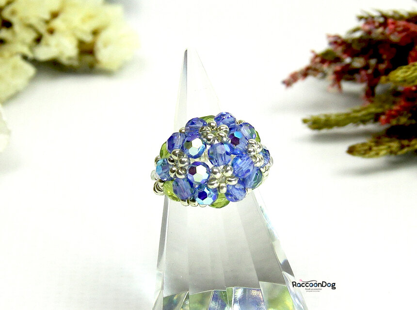 オリジナル手染めビーズ❤オーロララメ入りハートビーズと斜めジュエル