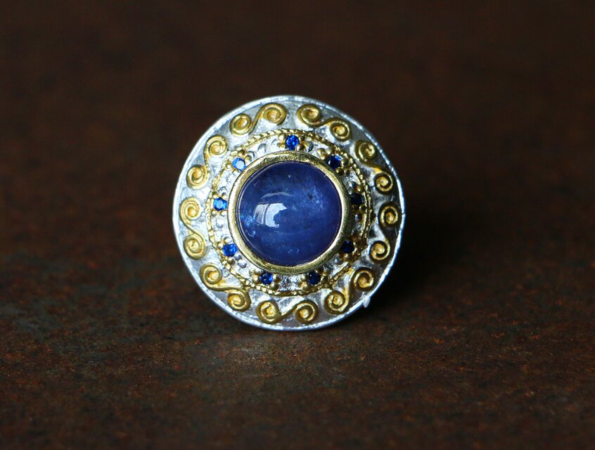 古代スタイル＊天然タンザナイト　指輪＊13号　SV