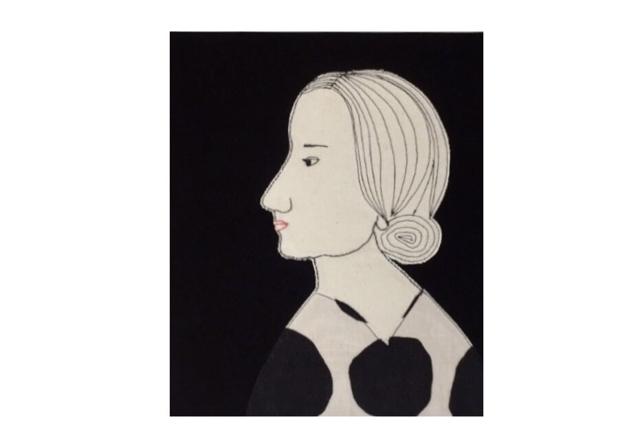 ファブリックパネル　左を向く女