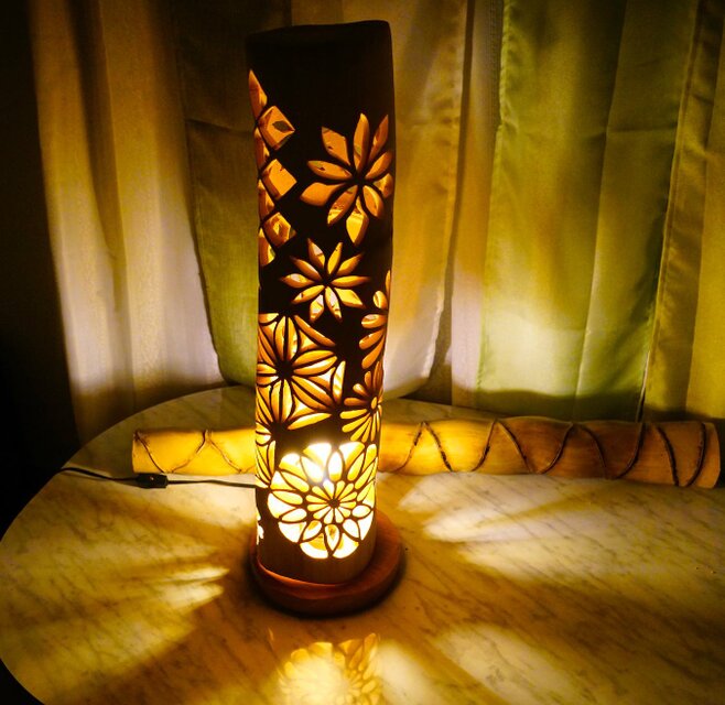 竹灯り・竹あかり・竹灯籠・竹灯篭・竹ランプ 全面彫り～ 癒しの灯り 