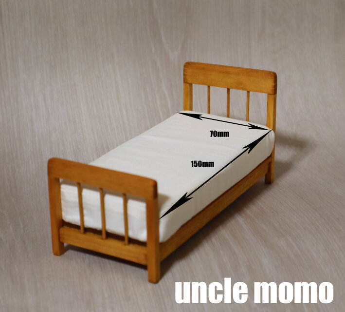 ドール用ベッド シングル（色：チェスナット） 1/12ミニチュア家具