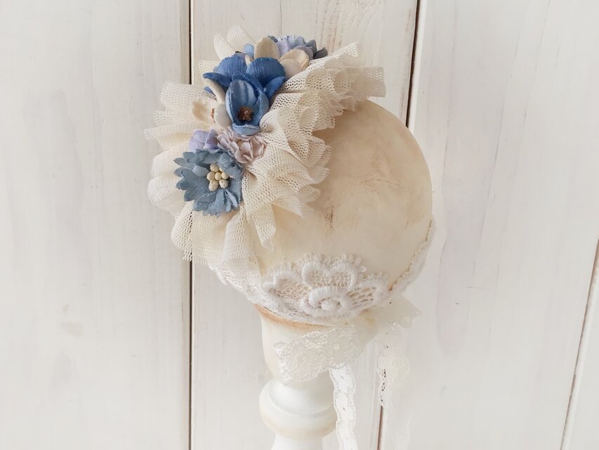 ドール用染め花のスモールヘッドドレス(MLフリー・ブルー)