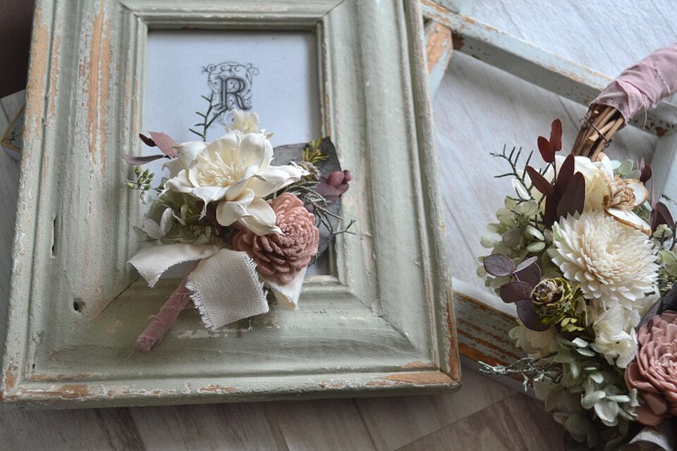 ソラフラワーのリースブーケ＊ブートニア＊ヘッドパーツ5点 | iichi