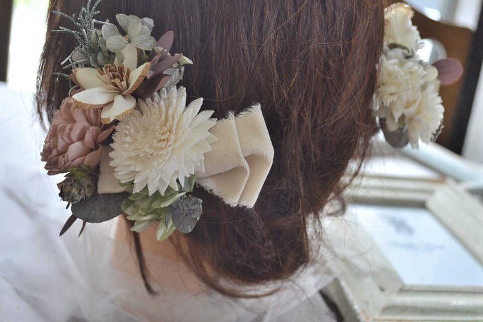 ソラフラワーのリースブーケ＊ブートニア＊ヘッドパーツ5点 | iichi