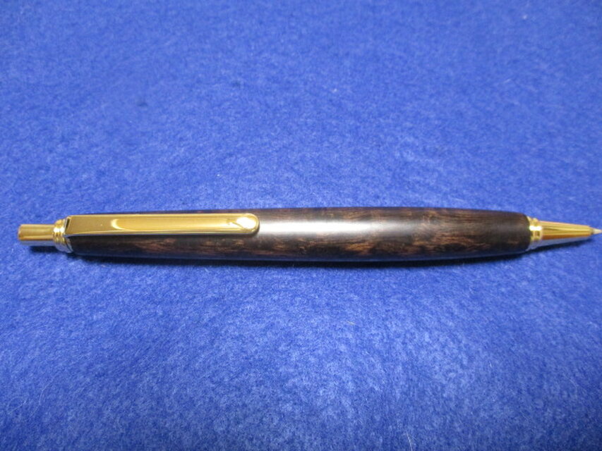 アフリカンブラックウッドバール　小豆杢　キヌカオイル仕上げ　ワンピースタイプのシャープペンシル(0.5ミリ用)　希少材