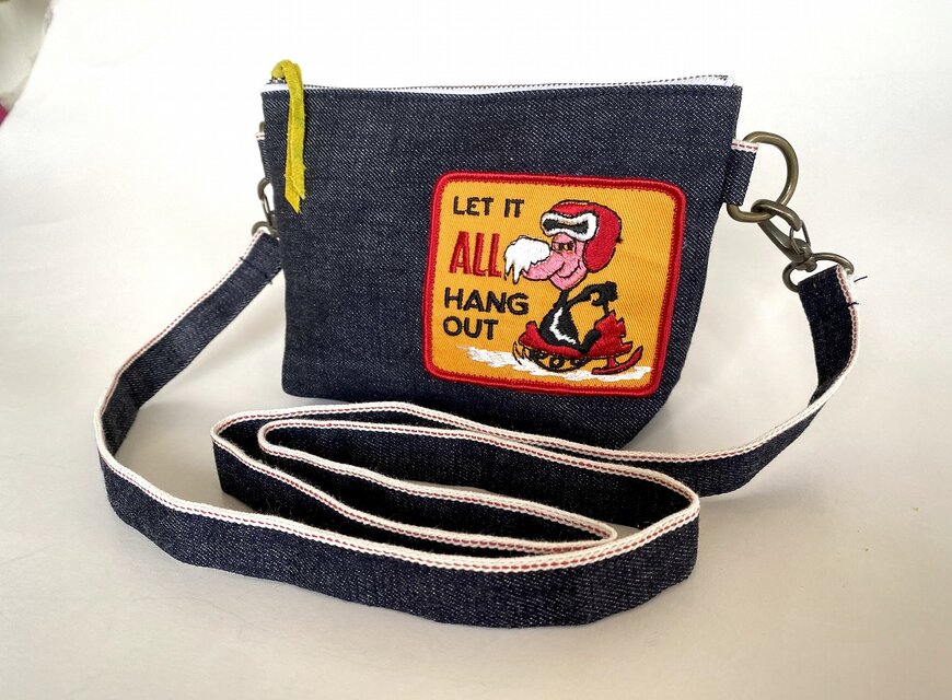 70'sVintageワッペン×岡山産デニムの2WAYスマホショルダーallhangout
