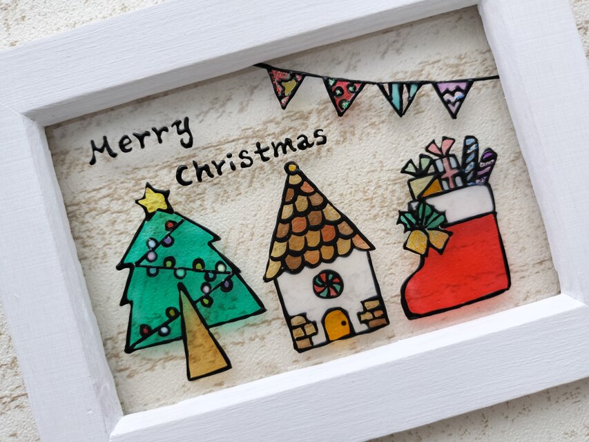 送料無料*ステンドグラス風*クリスマス・ツリー・・お菓子のおうち