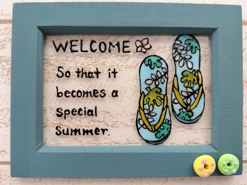 送料無料*ステンドグラス風*ビーチサンダル･浮き輪･夏･海･ハンドメイド♪