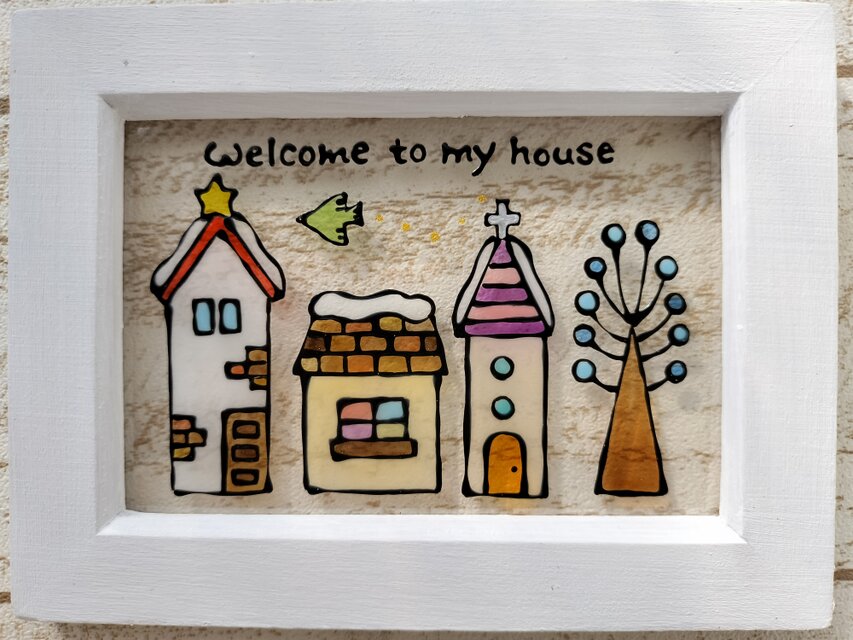 送料無料*ステンドグラス風*おうち･冬･ウエルカム･ハンドメイド♪