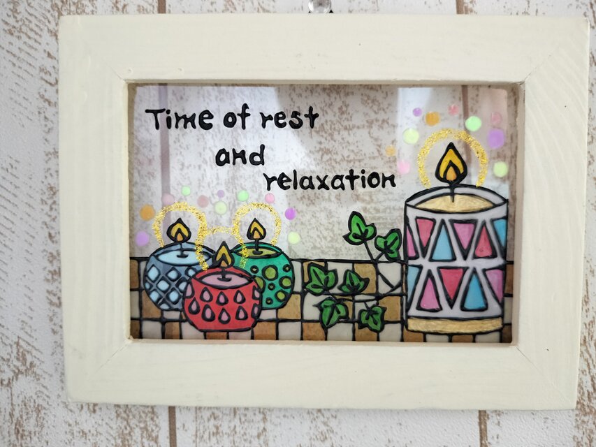 送料無料*ステンドグラス風*アロマキャンドル･ハンドメイド♪