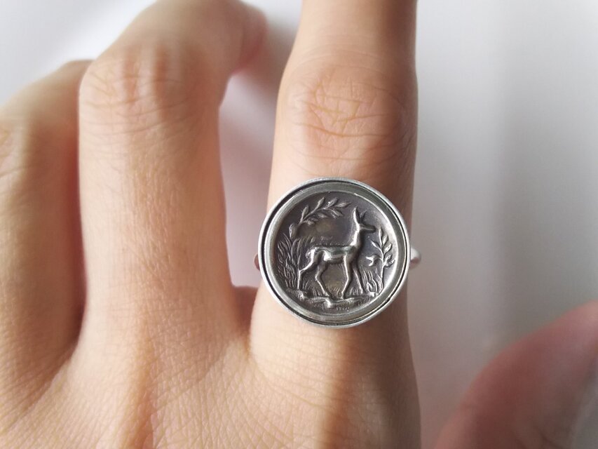 【sale 30％off】フランスアンティークボタンのシルバーリング ①