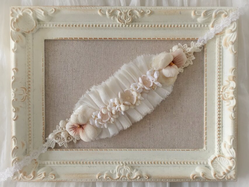 ドール用染め花のヘッドドレス（MLフリーアンティークホワイト