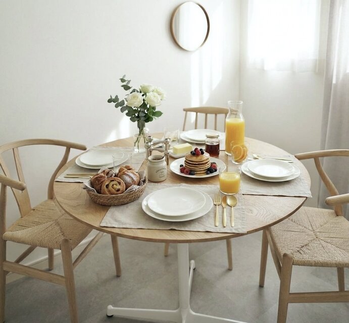 直径90cm/OAK無垢/丸テーブル/ラウンドテーブル/ダイニングテーブル/高