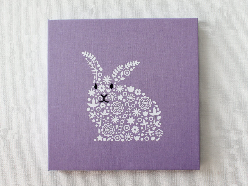 うさぎのファブリックパネル M-716◆ラベンダー/白