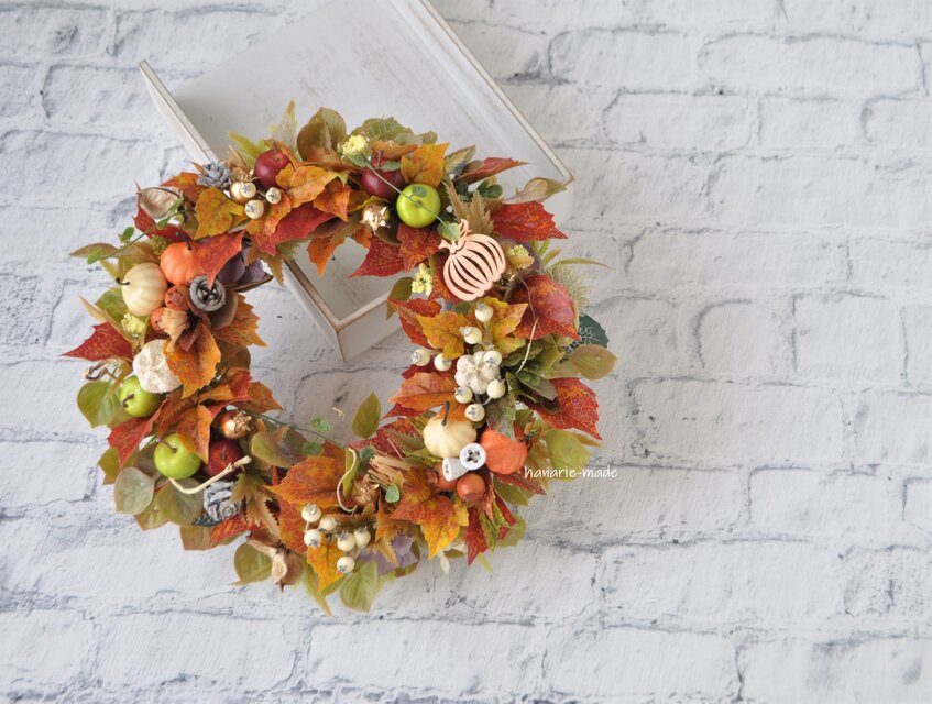 専用＊Halloween＊ミニパンプキン＆オリーブ　アンティーク フェイクリース 専用＊Halloween＊ミニパンプキン＆オリーブ ナチュラル フェイクリース