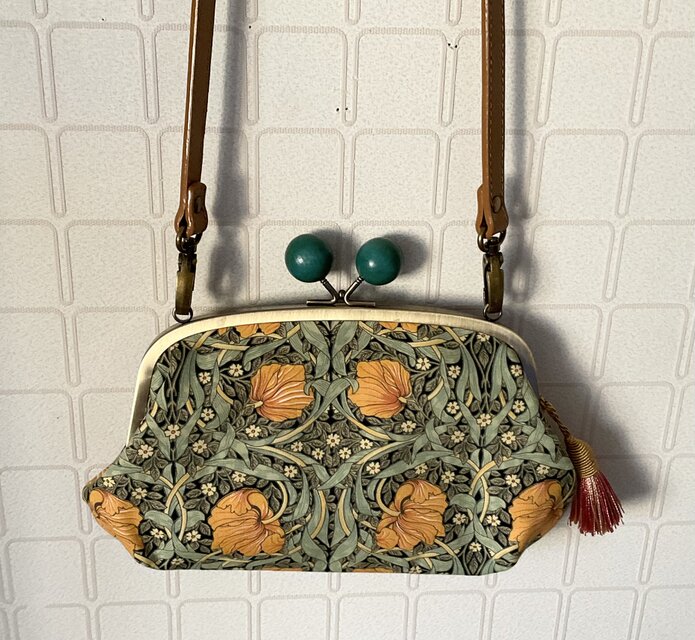 ウイリアムモリス　ピンパーネル　親子がま口長財布バック　