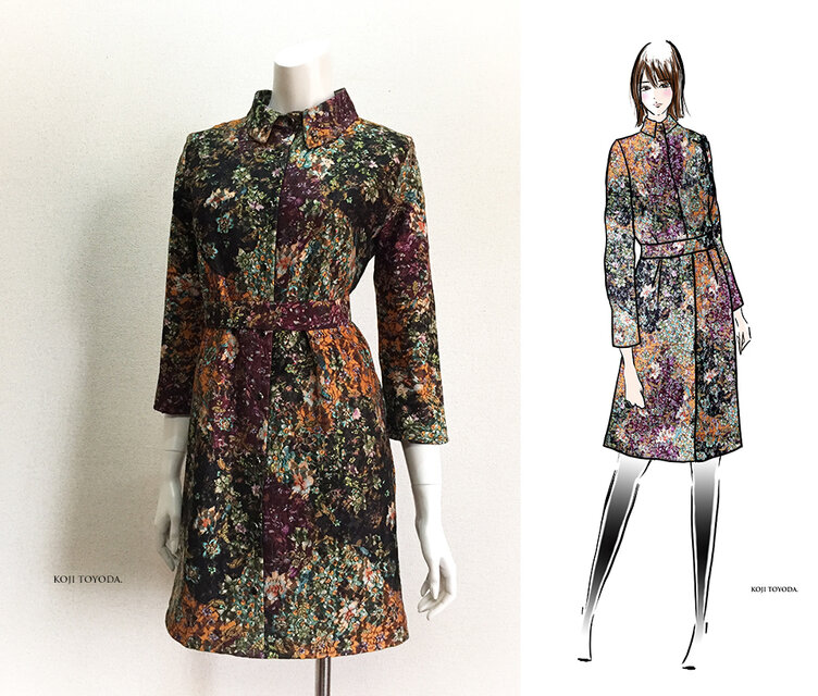 【1点もの・デザイン画付き】イタリア製ニットチュールレース花柄ワンピース（KOJI TOYODA）