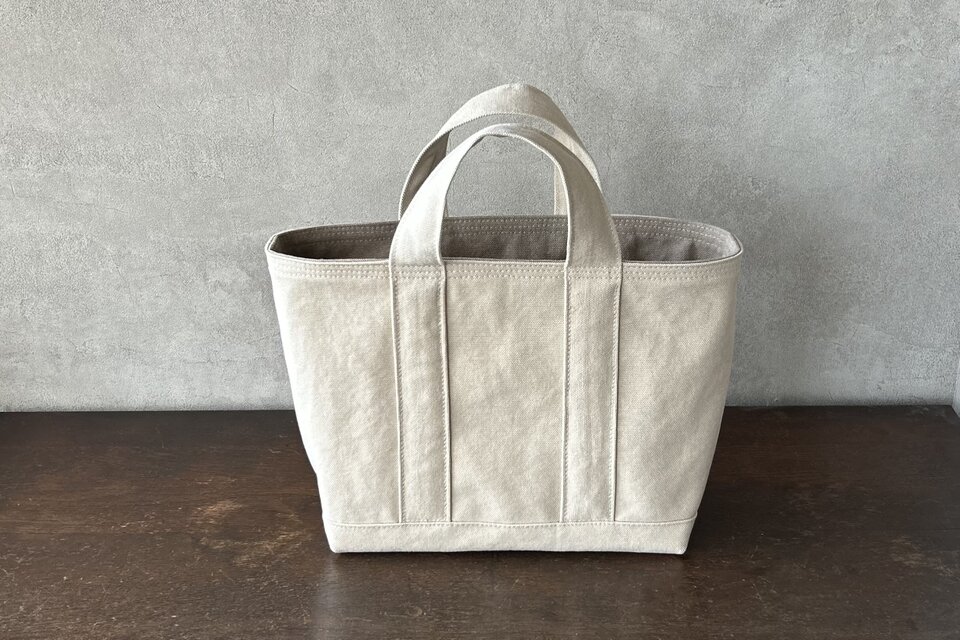 TOTE BAG -bicolor- (M) / ecru × mushroom