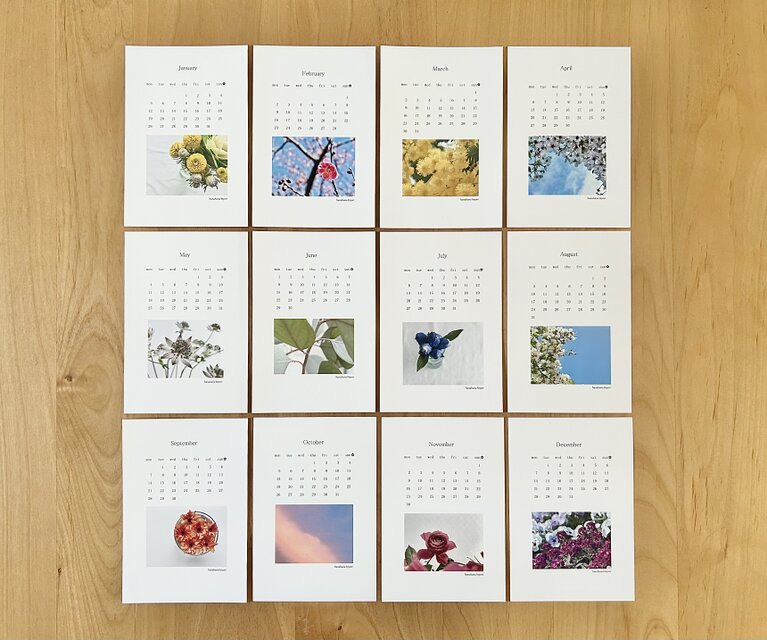 《送料無料》  2026年 花のカレンダー ポストカードサイズ