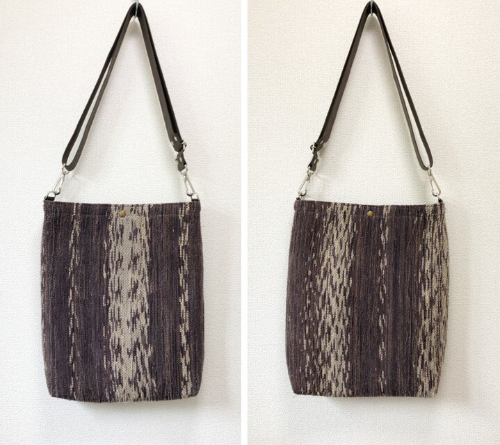 裂き織り　渋色ショルダーバッグ（こげ茶系）