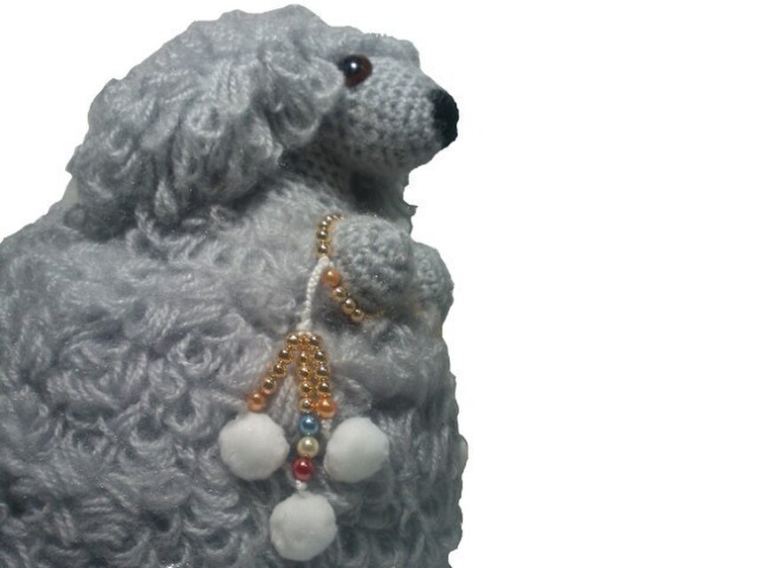 お願いわんちゃん 手作り犬あみぐるみ・トイプーLLグレー