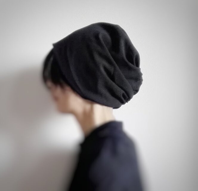 ターバンな帽子　黒リバーシブル　送料無料