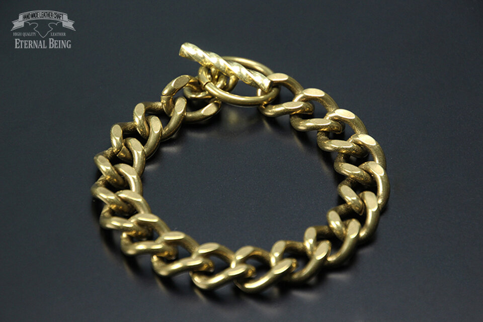 【長さオーダー可能】真鍮キヘイ面取りブレスレットN【レディースにも対応】