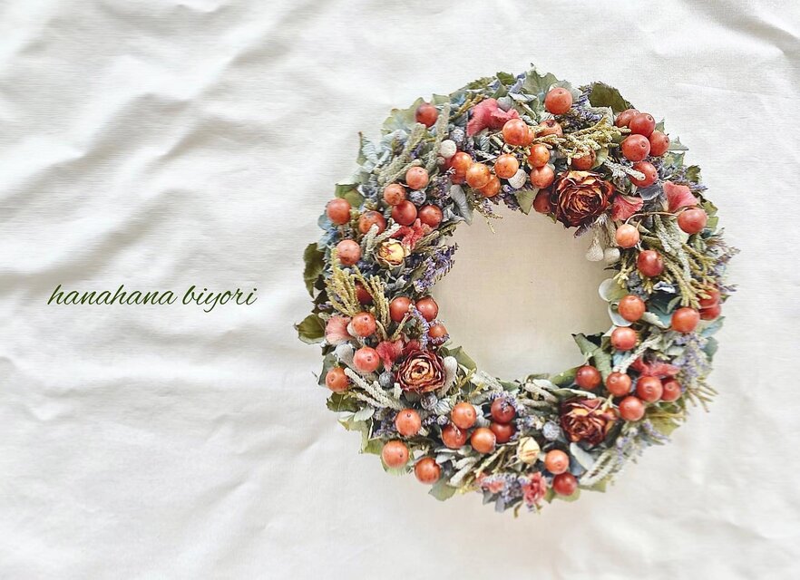 秋紫陽花と実のリース ~winter~
