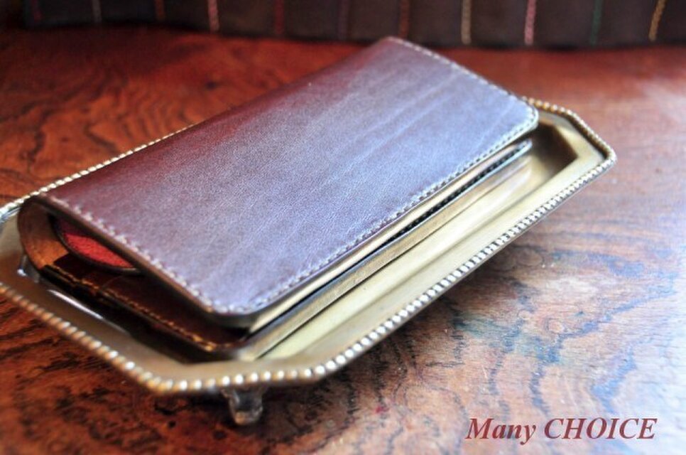 革の宝石・ルガトー・長財布（茶×葡萄酒）