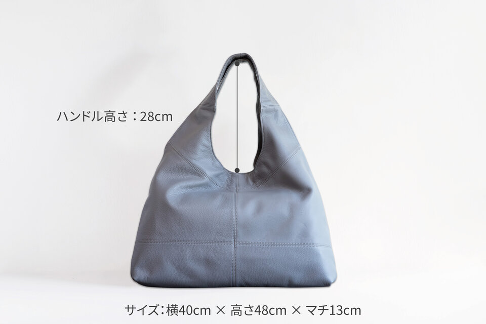 柔らかな本革 トートバッグ マザーズバッグ シュリンクレザー グレー