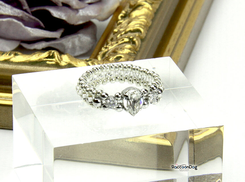 スワロクリスタルシリーズ◆スワロ・miniティアドロップカットリング【スワロ/ジルコニア ビーズリング】