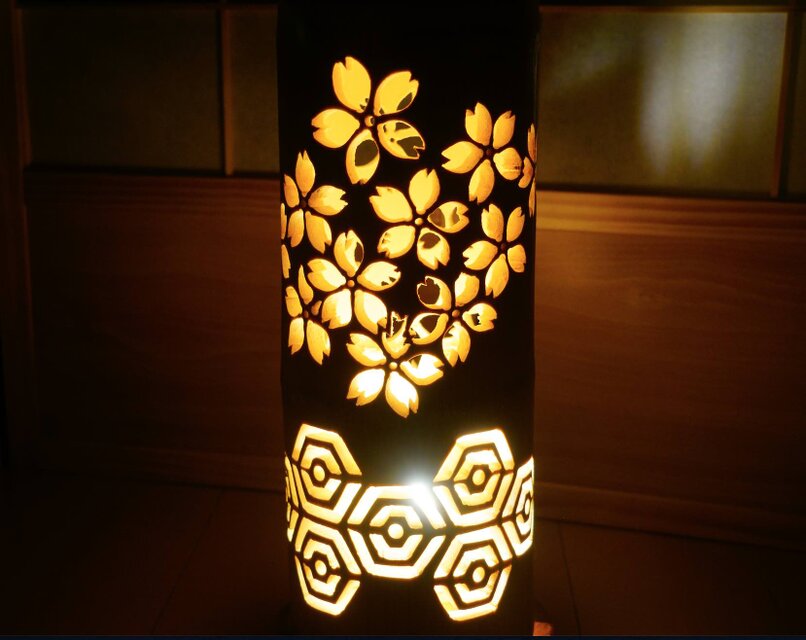竹灯り・竹あかり・竹灯籠・竹灯篭・竹ランプ 両面彫り～～ 癒しの灯り 
