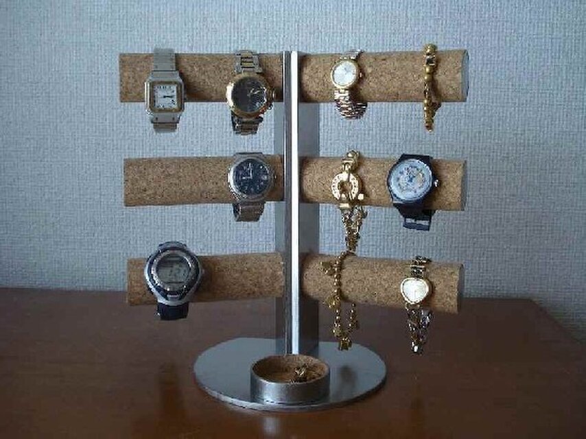 クリスマス　Xmas　プレゼント　腕時計スタンド　12本掛け角度付き腕時計スタンド　丸トレイ