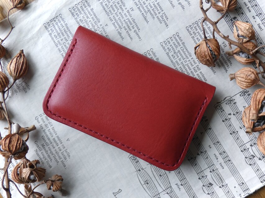 イタリア革の名刺入れ／赤