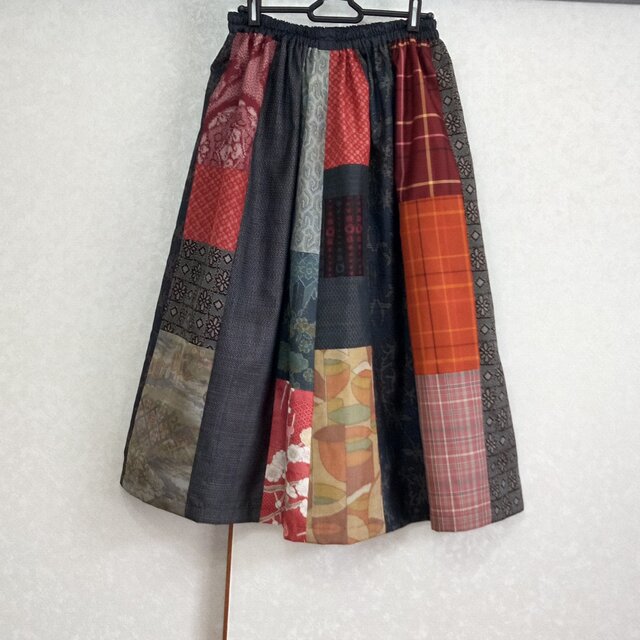 着物リメイク♪丈８０ｃｍ：色々な大島紬をパッチワークして作った6枚