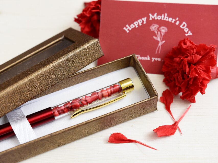 ギフト【赤珊瑚・ボールペン】赤色 還暦祝い・母の日・ご夫婦ペア