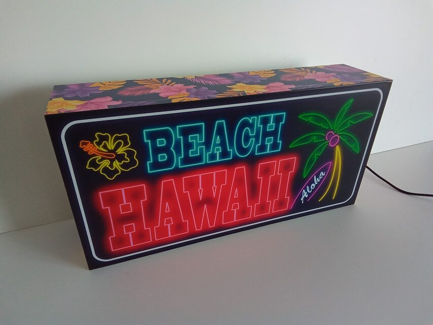 Mサイズ】ハワイ ビーチ アロハ ヤシの木 看板 置物 雑貨 ライトBOX 電