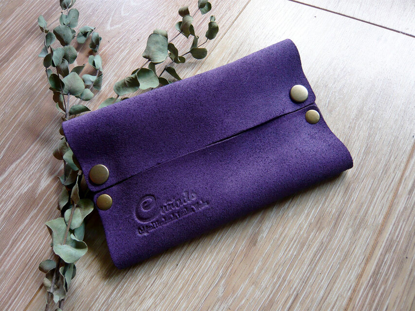 大人のためのスエード革ポケットティッシュケース：紫陽花カラーⅡ・プチプラギフト♪