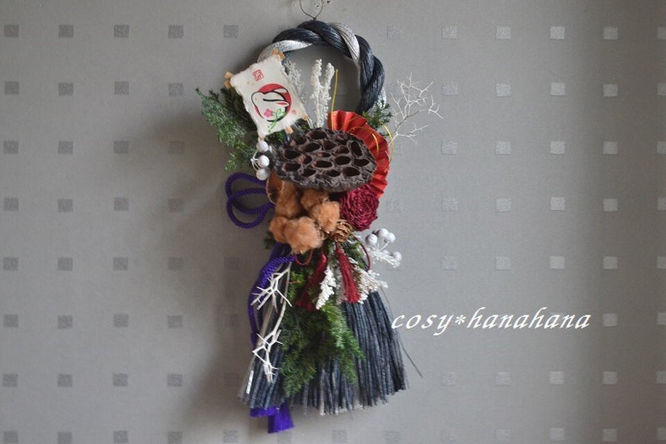 【年内送料半額キャンペーン】ループ型しめ縄飾り＊心如水（こころみずのごとし）