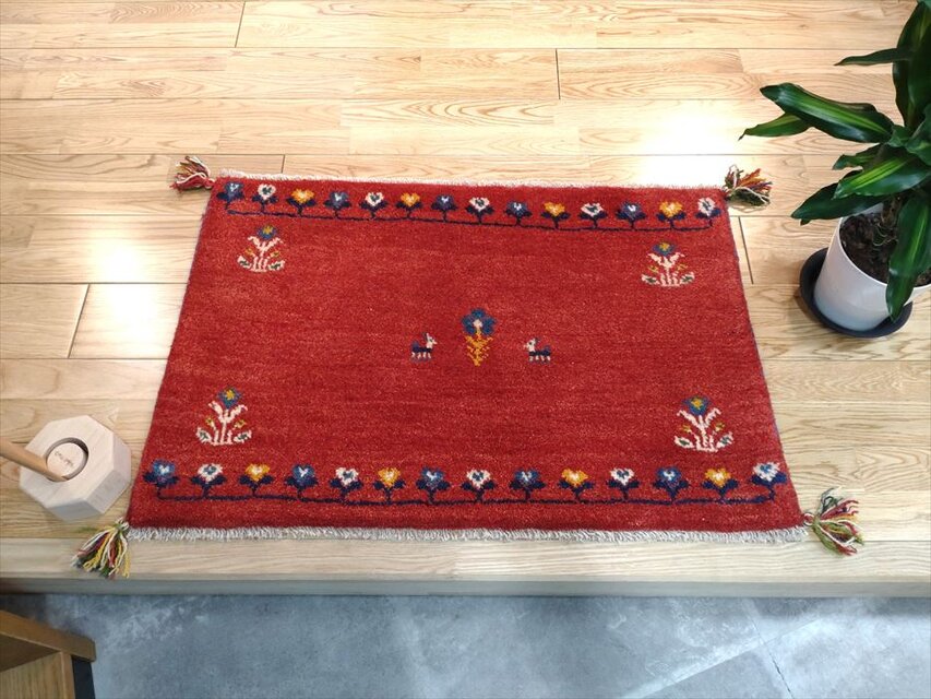 ペルシャ絨毯のasaペルシャギャッベ (ギャベ) 玄関マット No:4502
