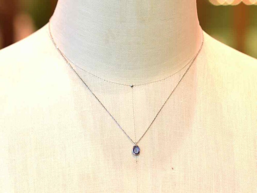 Blue Sapphire_0.65ct/Pt900 Necklace【Petalo/ペタロ】 | iichi 日々