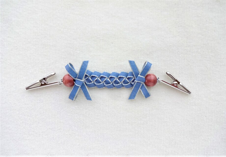 ＊フランスリボン＊ドレスホルダー（サックスブルー）＊