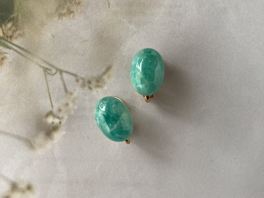 アマゾナイトのソフトタッチイヤリング