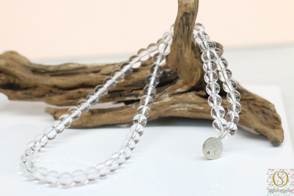 星座ペダントxブラジル産水晶　二連ブレスレット