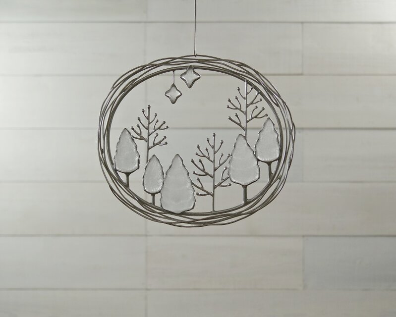 ガラスのリース［冬の森］S（白）