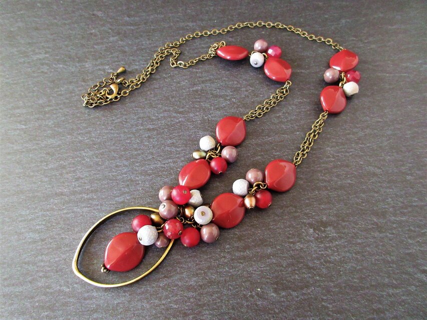 マーキス形アクリルのネックレス（N1277)