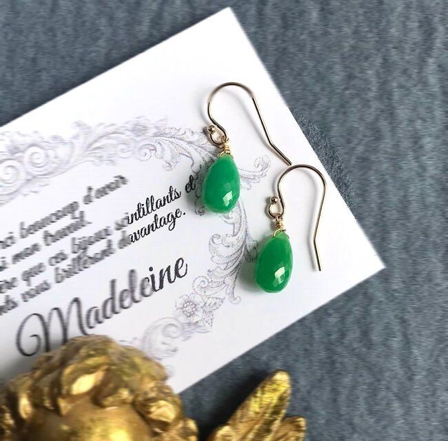 〈14kgf〉クリソプレーズの一粒ピアス